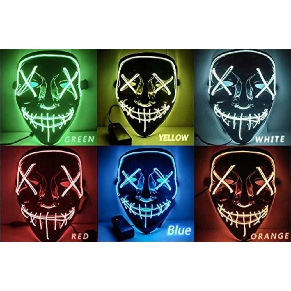 Costume Halloween Face Mask LED Light Up 3 Modes Cosplay Clubbing Party Purge